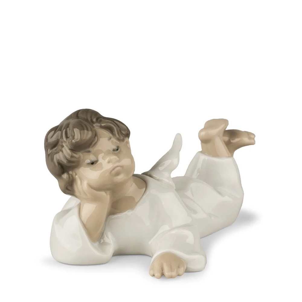 Porcelain Authentic Lladro Angel lying Down Figurine